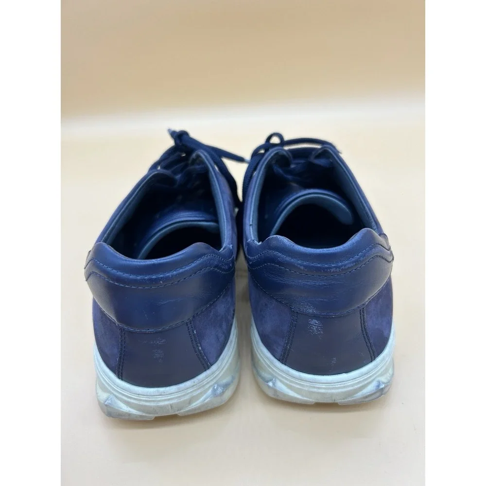 Salvatore Ferragamo Cube Mens 8.5 M Blue Suede Leather Sneakers Made Italy